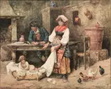 Giuseppe Gabani, Famiglia In Un Interno