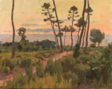 Tramonto In Pineta by Luigi Gioli, oil on canvas, offered Oct 2019