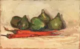 Natura Morta Con Fichi E Peperoncini by Giovanni Bartolena, oil on compensato, offered Oct 2019