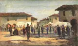 Ferruccio Rontini, Il Mercato A Vicchio, oil on canvas