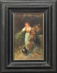 Contadina Con Fiori by Arturo Stagliano, oil on canvas, offered Jul 2019