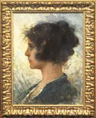 Cesare Tropea, Profilo Di Fanciulla, oil on canvas applicata on cardboard