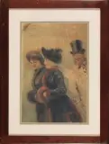 Giacomo Campi, La Passeggiata, acquarello on card