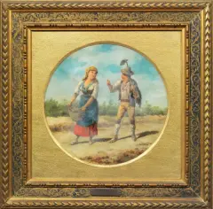 Giuseppe Albanesi, Un Bacio Solo, oil on pergamena