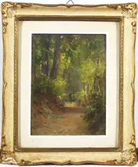 Nel Bosco by Flavio Bertelli, oil on cardboard, offered Jul 2019