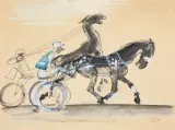 Leonid Sofeitis, Corsa Ippica, mixed media on paper