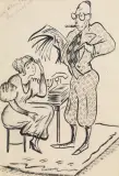 Vladimir Rozdestvensky, La Lettura Del Giornale, ink on paper