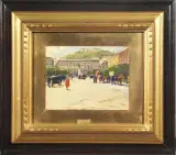 Michele de Simone, Piazza Del Municipio, Napoli, oil on compensato