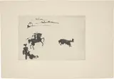 Pablo Picasso, La Tauromaquia o arte de torear, 1957, Pergament-Umschlag mit der Original-Papiermappe mit dem Titelblatt in Kaltnadel und 26 Aquatinten im Verfahren der Zuckeraussprengung und dem Text von José Delgado, jeweils auf Guarro-Velin (Wasserzeichen: Stierkopf)