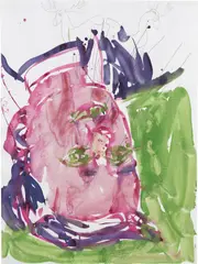 Georg Baselitz, Ohne Titel, 1997, Gouache und Bleistift auf Papier