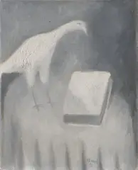 Bird and a Book by Vladimír Komárek, 1995, oil on canvas, sold Jun 2025
