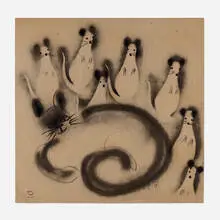 Waylande Gregory, Sneaking up on the Enemy, spray paint and ink on paper