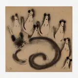 Waylande Gregory, Sneaking up on the Enemy, spray paint and ink on paper