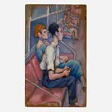 Harry Zitter, On the Subway, 1958, oil on paper board