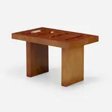 Modern, Backgammon table, c. 1970, burlwood, mixed hardwood