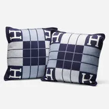 Avalon III pillows, pair by Hermès, merino wool, cashmere, sold Nov 2022