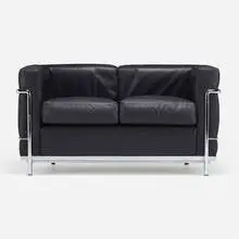 LC2 sofa by Pierre Jeanneret and Le Corbusier Charlotte Perriand, leather, chrome-plated steel, sold Nov 2022