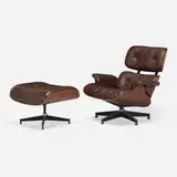 Charles and Ray Eames, 670 lounge chair and 671 ottoman, 1956 / 1978, rosewood, leather upholstery, enameled and brushed aluminum