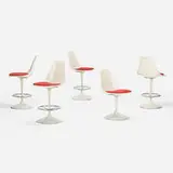 Arthur Umanoff, Tulip style barstools, set of four, and side chair