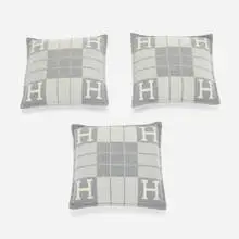 Avalon III pillows, set of three by Hermès, merino wool, cashmere, sold Nov 2022