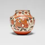 Joseph Cerno, Acoma polychrome olla (pot) with bird and flowers
