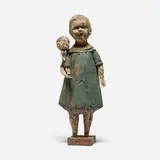 Margaret Keelan, Untitled (Young Girl in Dress with a Doll), 2007, clay, stains