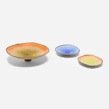 Kevin Nguyen, Collection of three centerpiece footed bowls, 2008, glazed stoneware