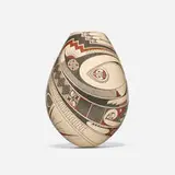 Jorge Quintana, Large Mata Ortiz polychrome jar with feathers and geometric designs