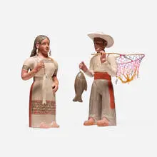 Fishing Couple (two figures) by Emilio Molinero Hurtado, hand-painted slip-cast stoneware, sold Jul 2026