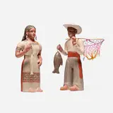 Emilio Molinero Hurtado, Fishing Couple (two figures), hand-painted slip-cast stoneware