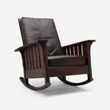 L. & J.G. Stickley, Reclining Morris rocker, c. 1910, oak, leather