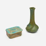 Chicago Crucible Co. and Pewabic Pottery, Vase and covered box, glazed earthenware