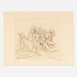 Raúl Anguiano, Don Quijote caído, 1971, etching