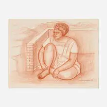 Raúl Anguiano, Behind the Wall (Tras el muro), 1973, pastel on paper