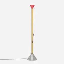 Callimaco floor lamp by Ettore Sottsass, enameled aluminum, chrome-plated steel, plastic, sold Jan 2017