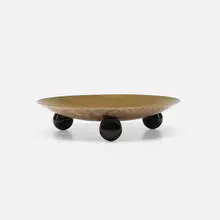 Fritz August Breuhaus, fruit bowl, c. 1930, brass, silver-plated brass, lacquered wood