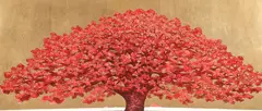 Hajime Namiki, Tree Scene, 132, 2008, woodblock print in colors on gold ground, 10 x 22.75 inches, pencil