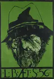Leonard Baskin, LB AET S 56 (Self Portrait at 56), c.1978, woodcut in green and black on laid paper