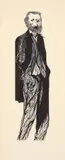 Leonard Baskin, Walt Whitman, 1955, wood, engraving on cream wove Japanese paper, pencil