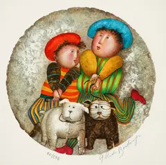 Graciela Rodo Boulanger, Deux Chiens, color, lithograph on paper, 2003