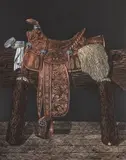 Byron Bratt, The Teasing Stallion, hand colored mezzotint, 20 x 15.75 inches, pencil
