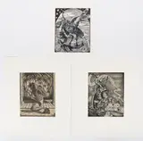 Nick Bubash, Imaginary beasts, Aquatint, etchings. Includes: Imaginary beast with monkey and barbed wire