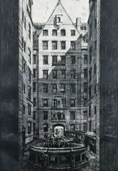 Richard Haas, Dakota Courtyard, 1971, etching and aquatint