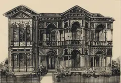 Sonnenthiel House, from the series Galveston, 1972, (Kushner #27) by Richard Haas, drypoint on wove paper, offered May 2023
