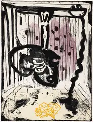 Sam Messer, Poet's Head (for DJ), 1987, color, etching on Fabriano paper