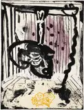 Sam Messer, Poet's Head (for DJ), 1987, color, etching on Fabriano paper