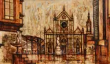 Paul S. Paulsen, Church View, oil and collage on canvas, 1961