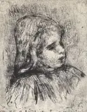 Claude Renoir, de Trois-Quarts a Droite, 1908, soft ground by Pierre-Auguste Renoir, etching on watermarked laid paper, second state (of two), offered Apr 2023