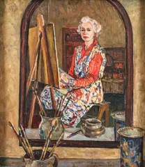 Self Portrait at Sunnyledge by Rachel Sutton, 1936, oil on canvasboard, offered Apr 2023
