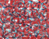 Paul Warhola, Chicken Scratch in Red, Blue and Green, 1994, acrylic on canvas